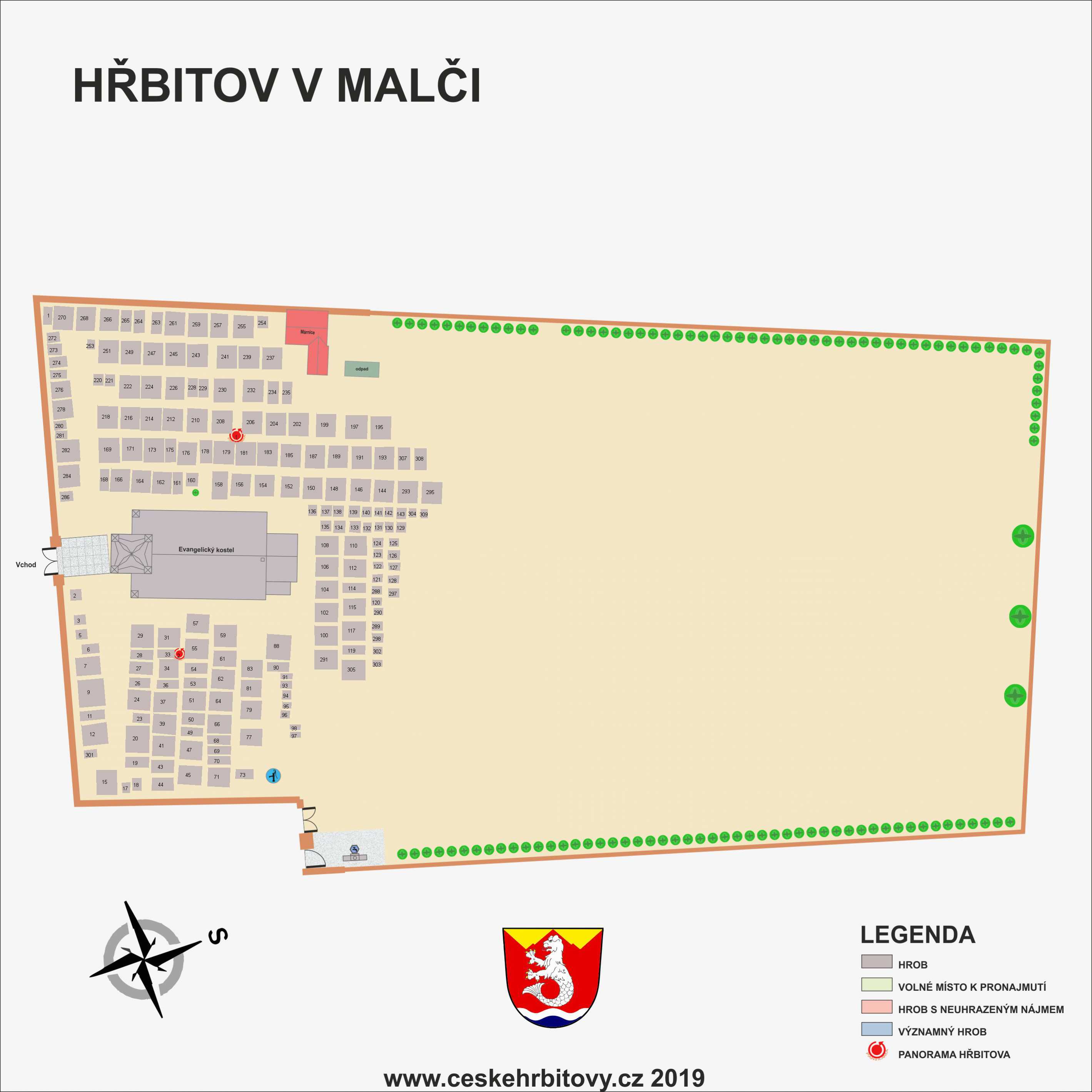 České hřbitovy - obec Maleč, hřbitov Obecní